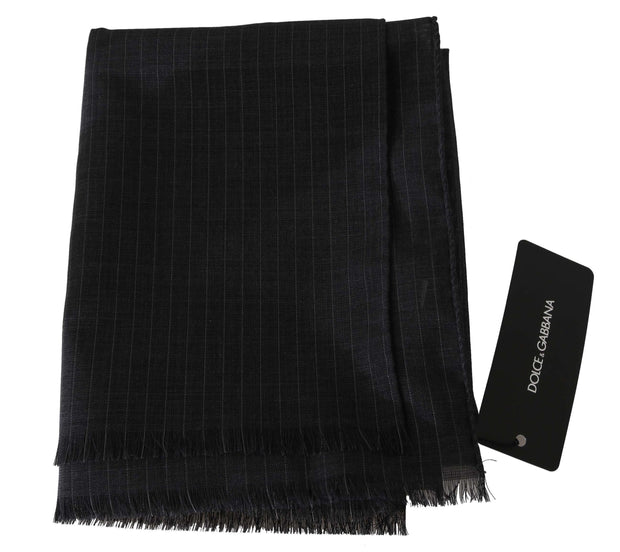 Elegant Gray Striped Wool Men's Scarf Dolce & Gabbana