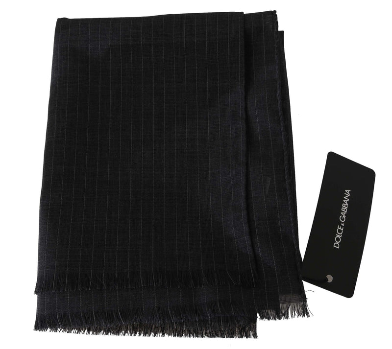 Elegant Gray Striped Wool Men's Scarf Dolce & Gabbana