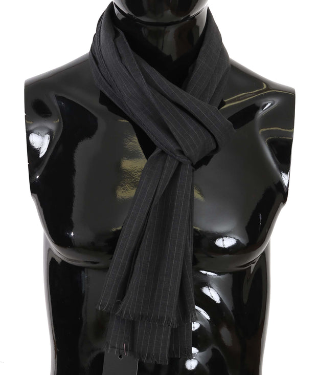 Elegant Gray Striped Wool Men's Scarf Dolce & Gabbana