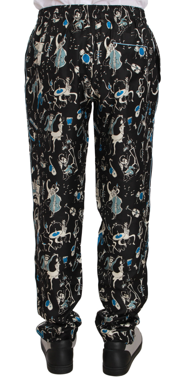 Elegant Silk Lounge Pants with Unique Print Dolce & Gabbana