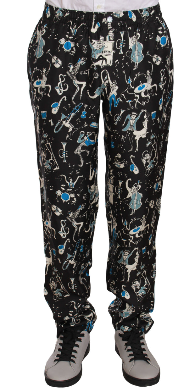 Elegant Silk Lounge Pants with Unique Print Dolce & Gabbana