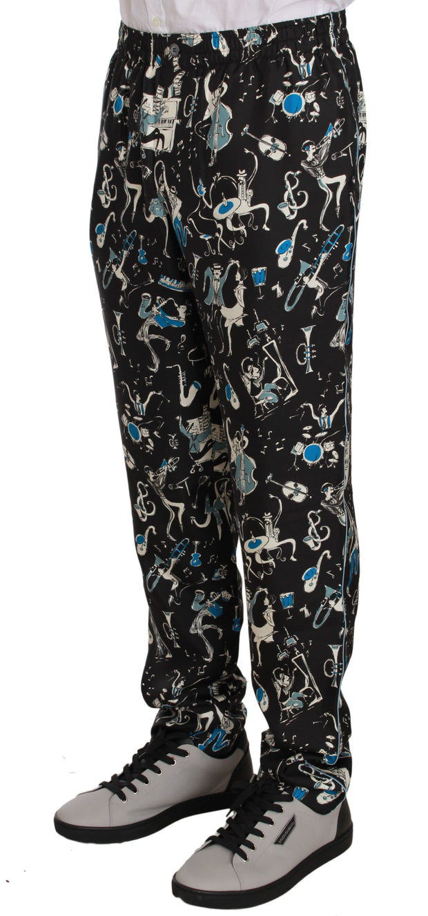 Elegant Silk Lounge Pants with Unique Print Dolce & Gabbana