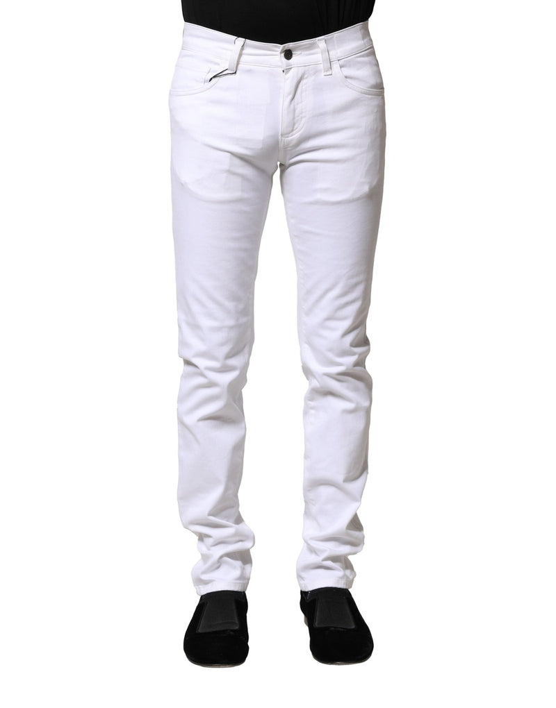 White Cotton Skinny Men Denim Jeans Dolce & Gabbana