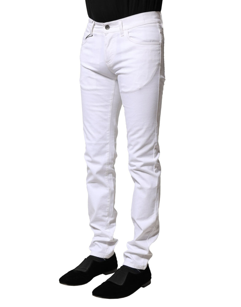 White Cotton Skinny Men Denim Jeans Dolce & Gabbana