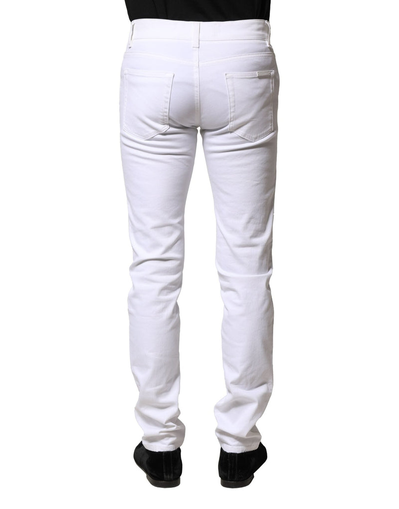 White Cotton Skinny Men Denim Jeans Dolce & Gabbana