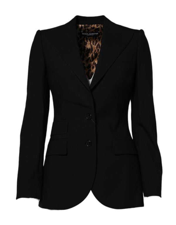 Black Wool Single Breasted Coat Jacket Dolce & Gabbana