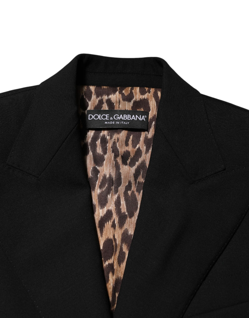 Black Wool Single Breasted Coat Jacket Dolce & Gabbana