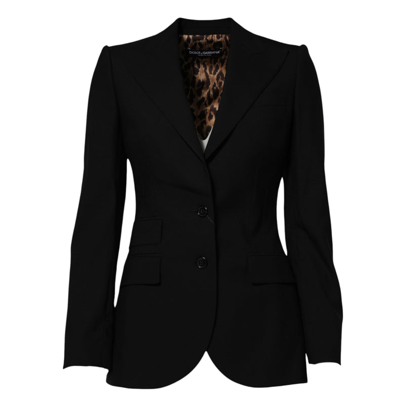 Black Wool Single Breasted Coat Jacket Dolce & Gabbana