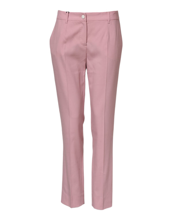 Pink Wool Mid Waist Tapered Pants Dolce & Gabbana