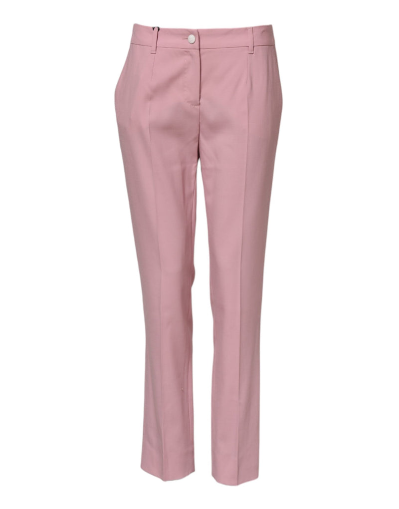 Pink Wool Mid Waist Tapered Pants Dolce & Gabbana