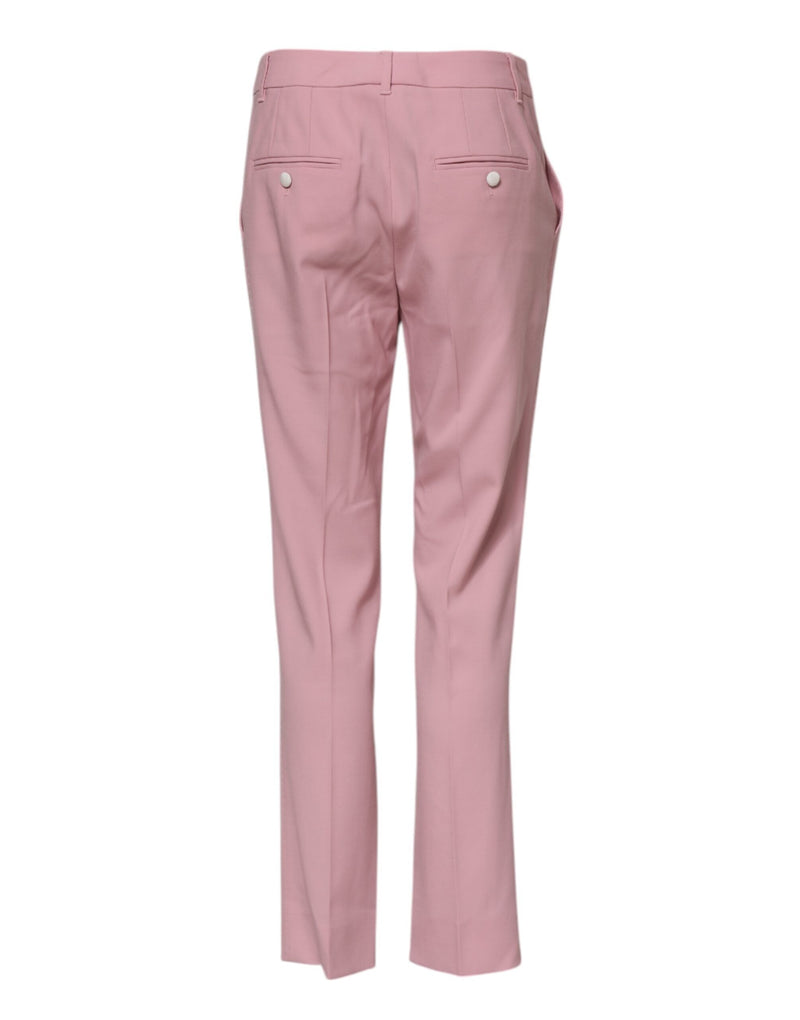 Pink Wool Mid Waist Tapered Pants Dolce & Gabbana