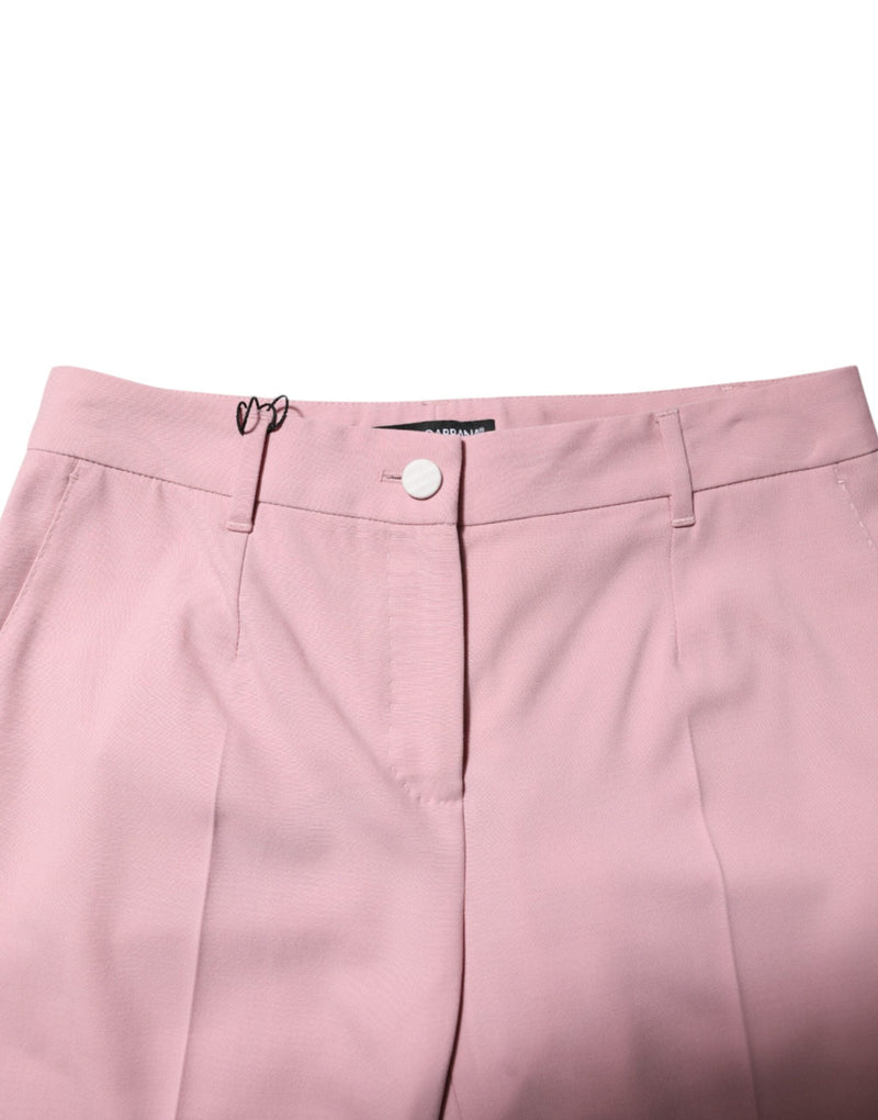 Pink Wool Mid Waist Tapered Pants Dolce & Gabbana