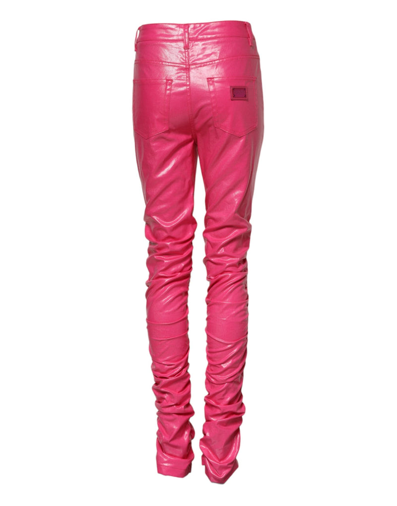 Pink Cotton High Waisted Skinny Denim Jeans Dolce & Gabbana