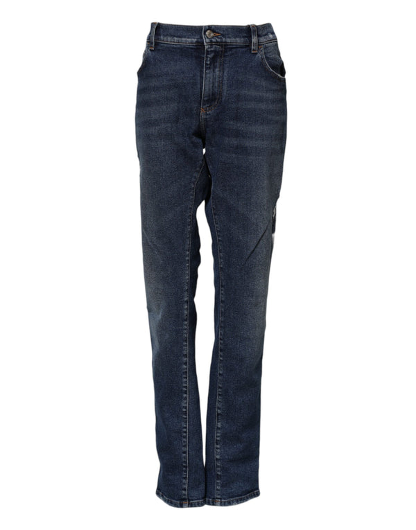 Blue Cotton Mid Waisted Straight Denim Jeans Dolce & Gabbana
