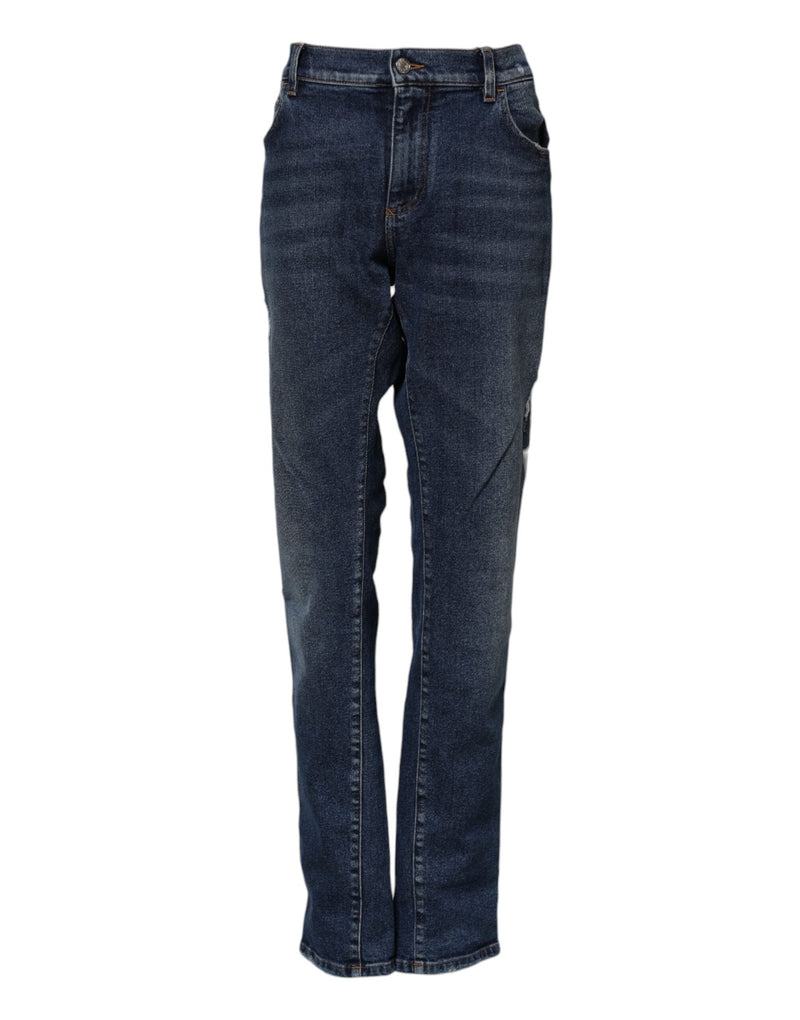 Blue Cotton Mid Waisted Straight Denim Jeans Dolce & Gabbana