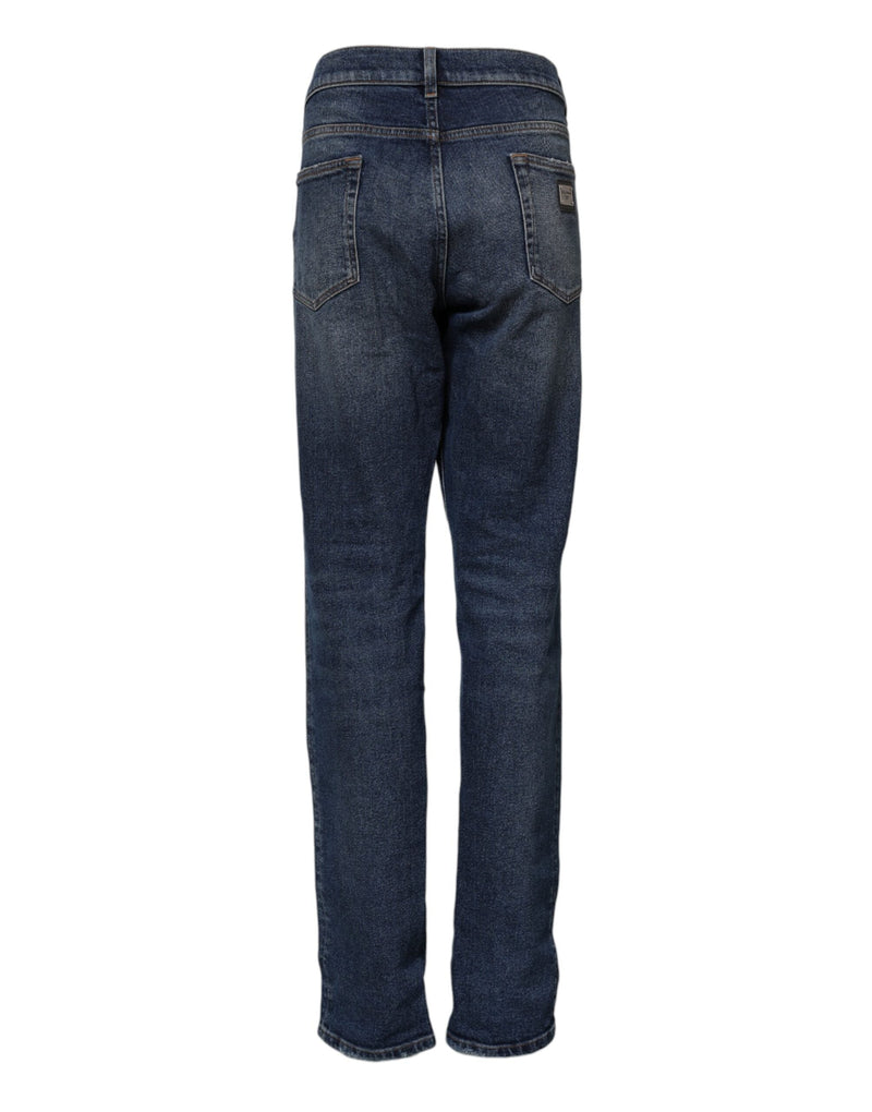 Blue Cotton Mid Waisted Straight Denim Jeans Dolce & Gabbana