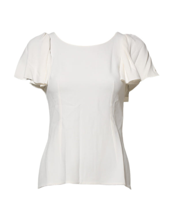 White Round Neck Short Sleeves Blouse Top Dolce & Gabbana