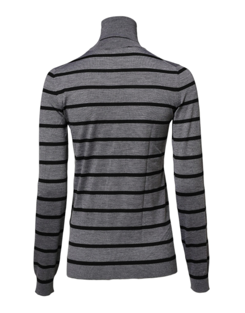 Gray Floral Embroidery Pullover Sweater Dolce & Gabbana