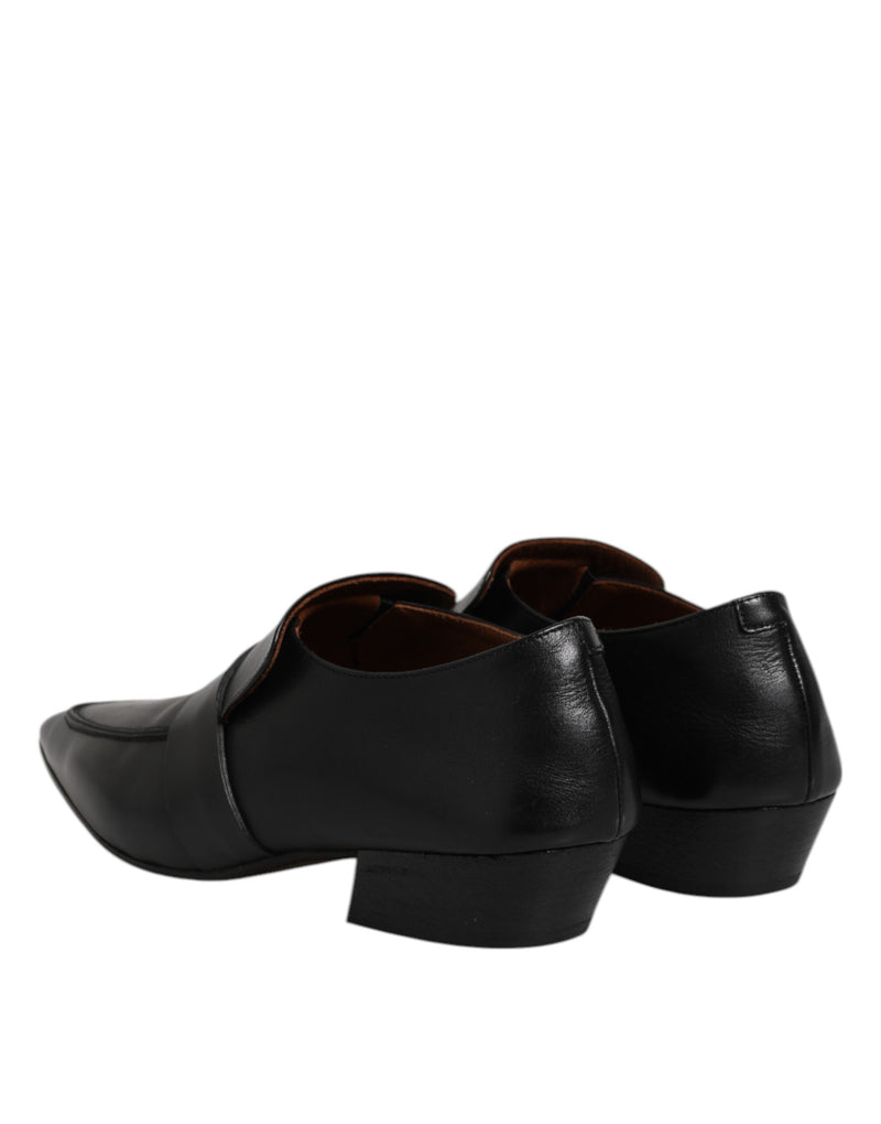 Black Soft Leather Loafer Pointed Toe Slip On Shoes Marsell