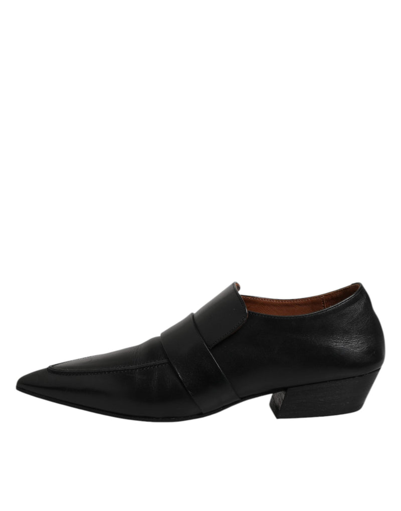 Black Soft Leather Loafer Pointed Toe Slip On Shoes Marsell