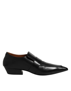 Black Soft Leather Loafer Pointed Toe Slip On Shoes Marsell