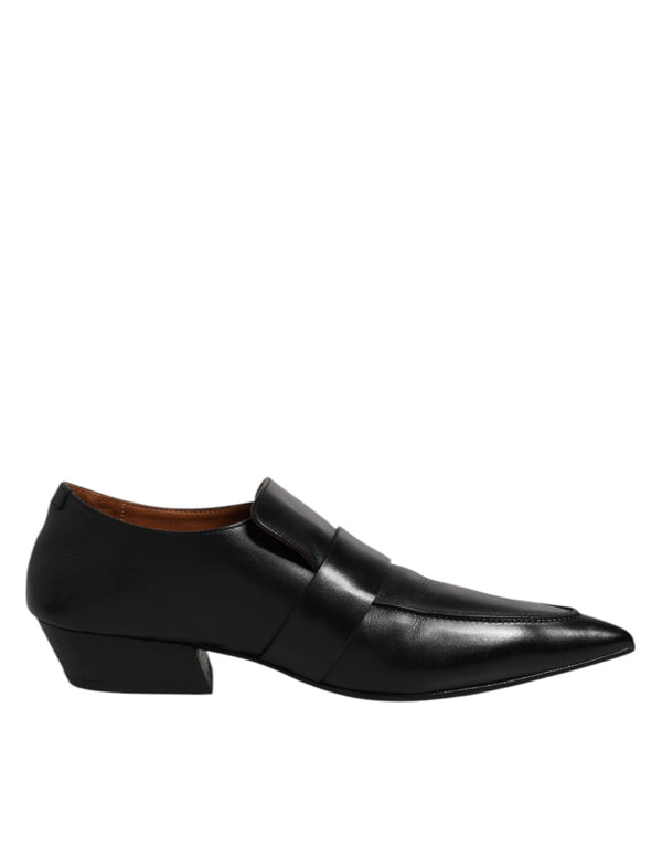 Black Soft Leather Loafer Pointed Toe Slip On Shoes Marsell