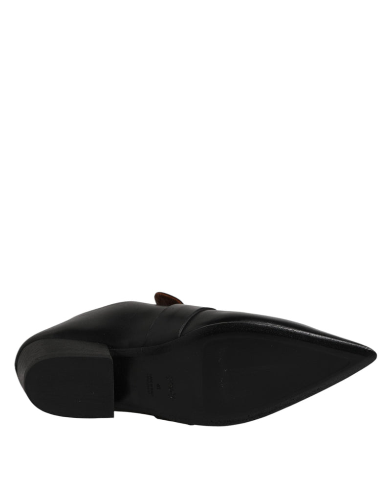 Black Soft Leather Loafer Pointed Toe Slip On Shoes Marsell