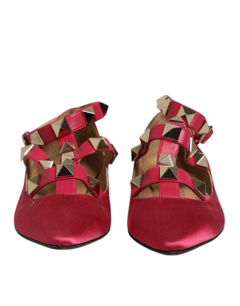 Red Gold Studded Pointed Toe Ballet Flats Shoes Prosperine