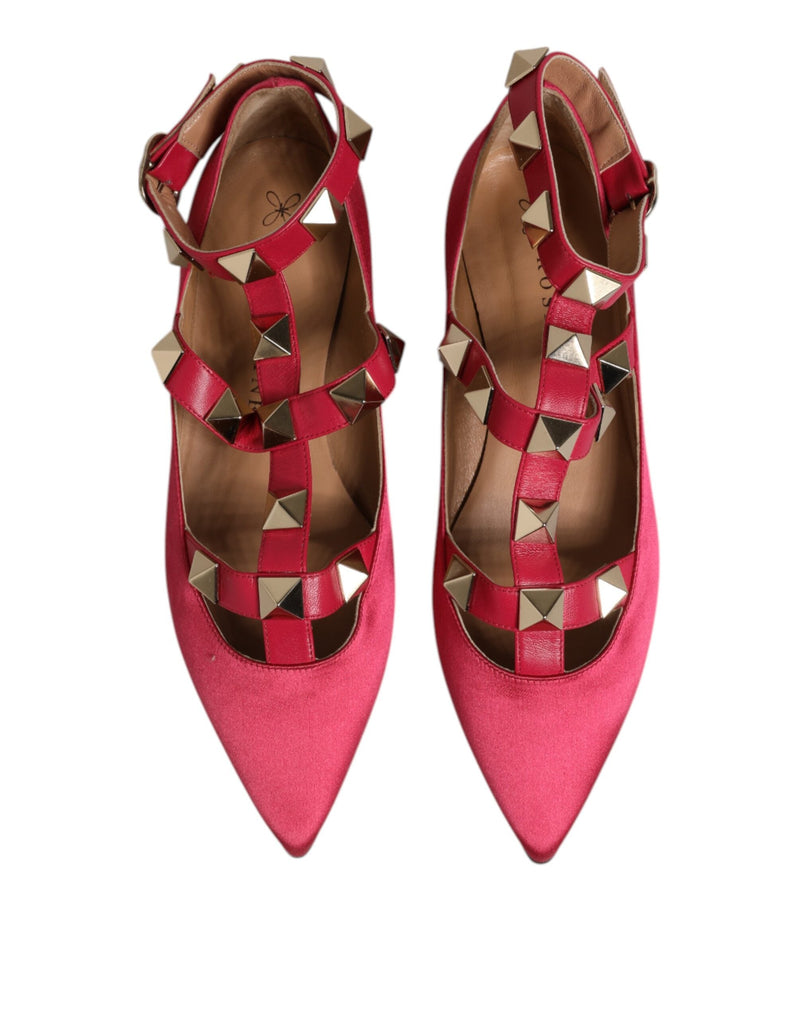 Red Gold Studded Pointed Toe Ballet Flats Shoes Prosperine