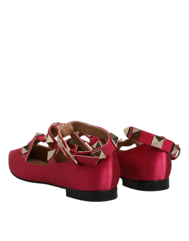 Red Gold Studded Pointed Toe Ballet Flats Shoes Prosperine
