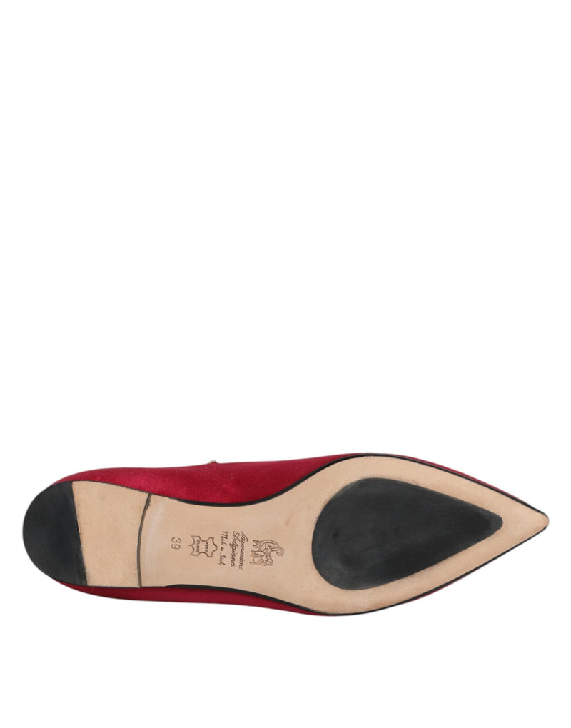 Red Gold Studded Pointed Toe Ballet Flats Shoes Prosperine