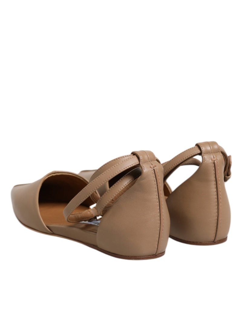 Beige Leather Pointed Toe Sandals Ballet Flat Shoes Max Mara