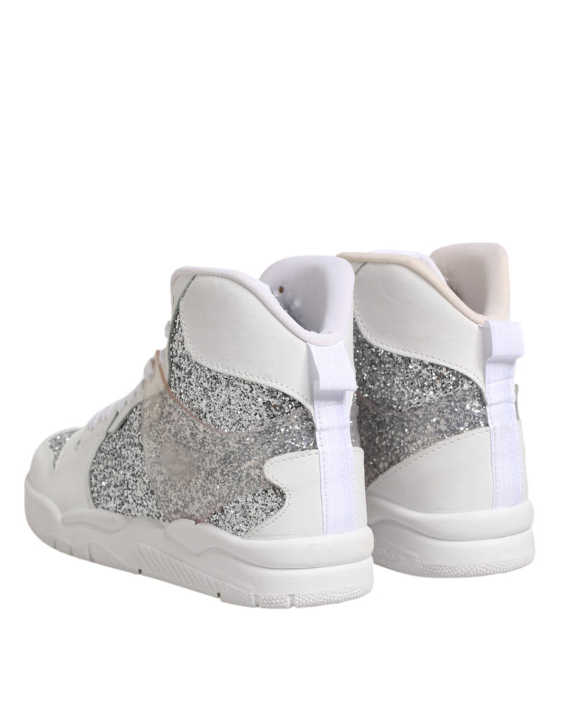 White Silver High Top Women Sneakers Shoes Chiara Ferragni