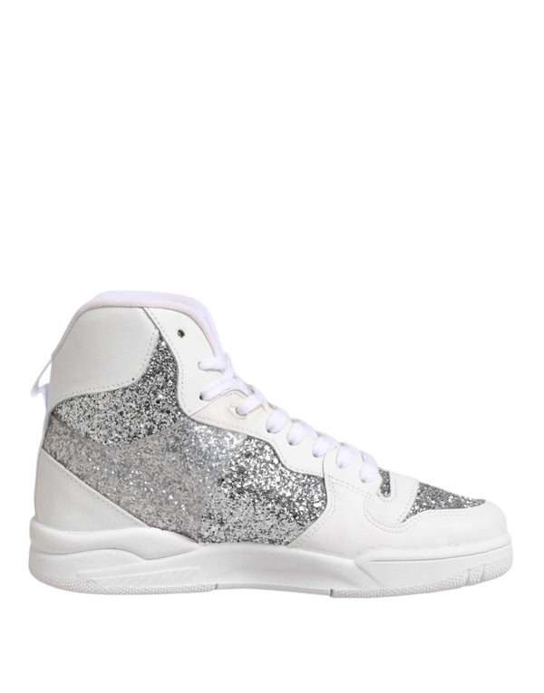 White Silver High Top Women Sneakers Shoes Chiara Ferragni
