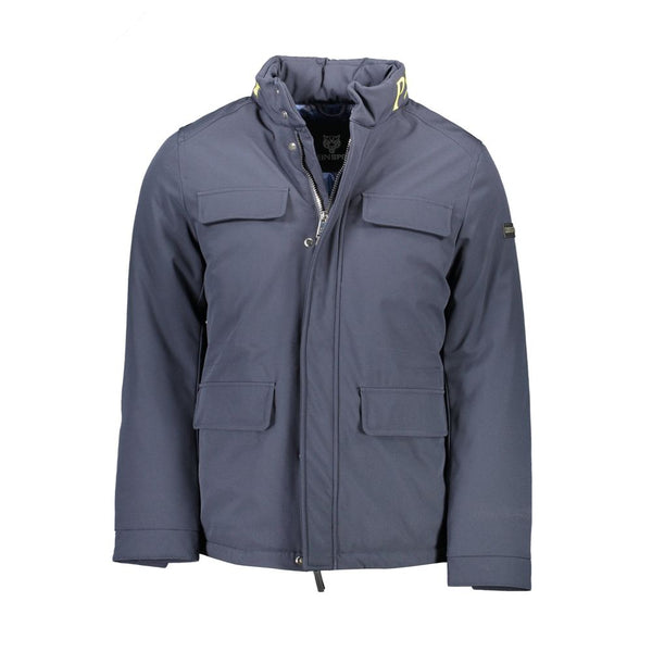 Blue Polyester Men's Jacket Plein Sport