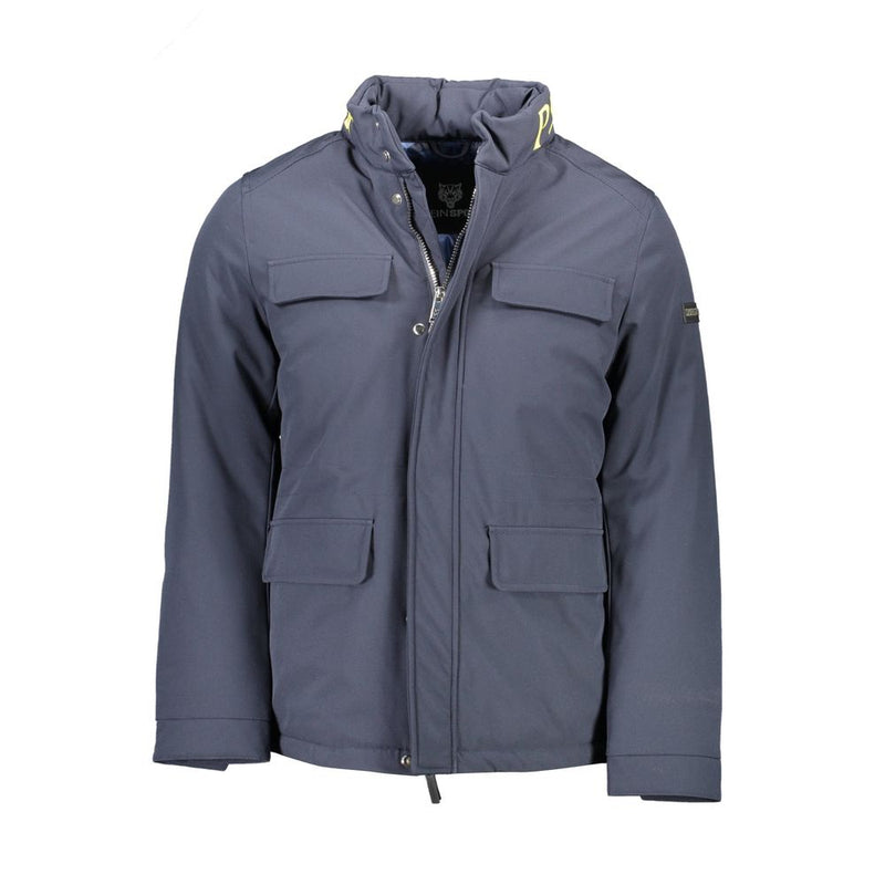 Blue Polyester Men's Jacket Plein Sport