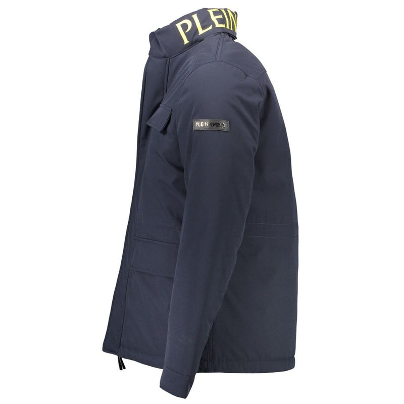 Blue Polyester Men's Jacket Plein Sport