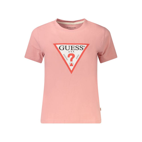 Pink Cotton Tops & T-Shirt Guess Jeans