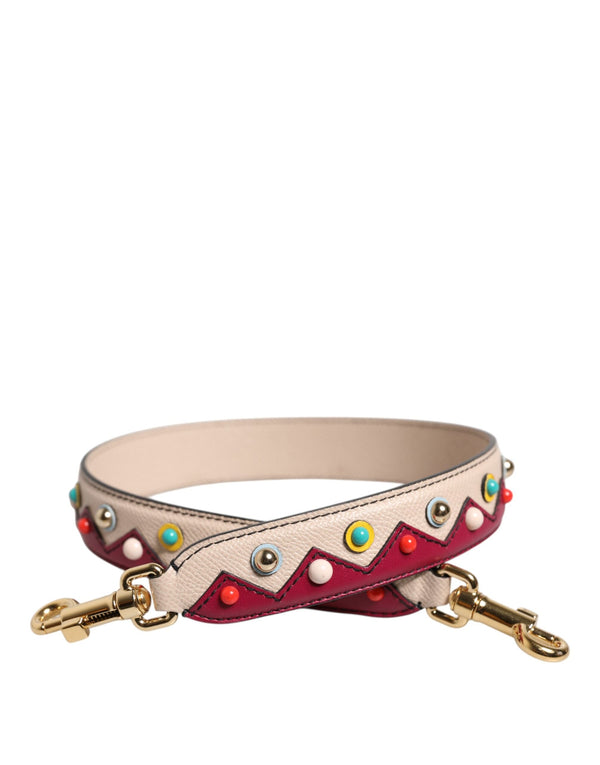 Beige Red Leather Handbag Accessory Shoulder Strap Dolce & Gabbana
