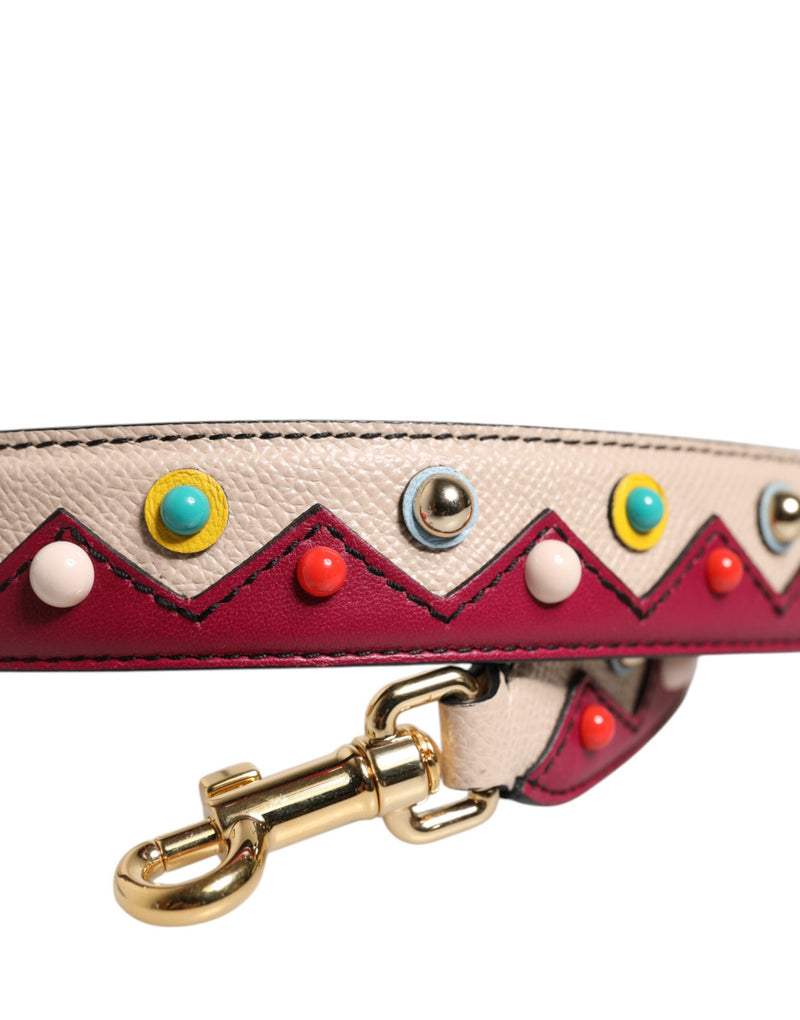 Beige Red Leather Handbag Accessory Shoulder Strap Dolce & Gabbana