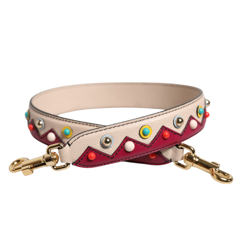 Beige Red Leather Handbag Accessory Shoulder Strap Dolce & Gabbana