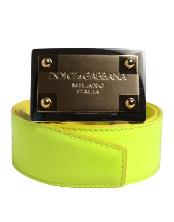 Yellow Green Classic Metal Logo Buckle Belt Dolce & Gabbana