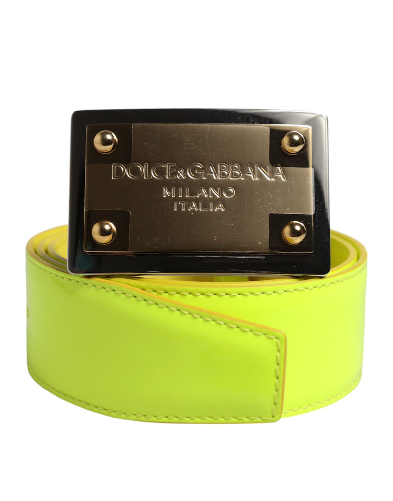 Yellow Green Classic Metal Logo Buckle Belt Dolce & Gabbana