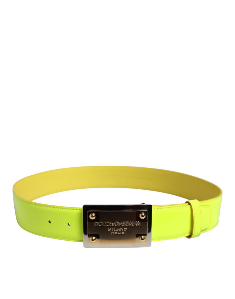 Yellow Green Classic Metal Logo Buckle Belt Dolce & Gabbana