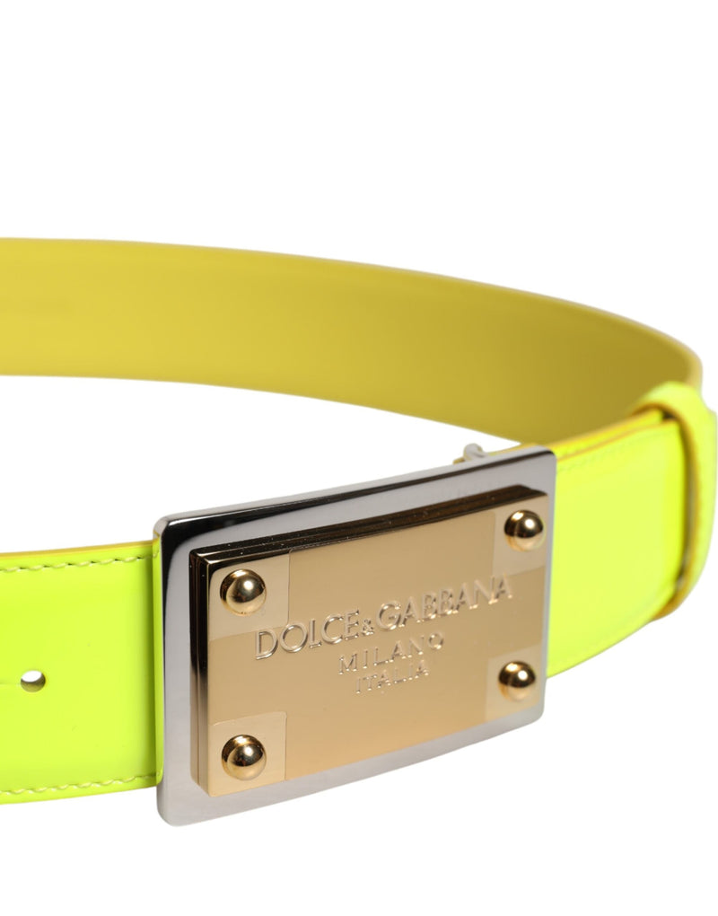 Yellow Green Classic Metal Logo Buckle Belt Dolce & Gabbana