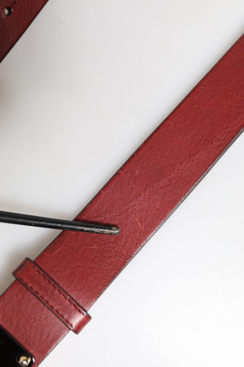 Maroon Classic Leather Metal Logo Buckle Belt Dolce & Gabbana