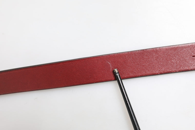Maroon Classic Leather Metal Logo Buckle Belt Dolce & Gabbana