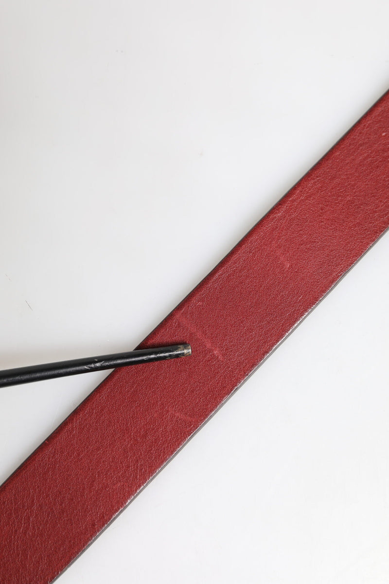 Maroon Classic Leather Metal Logo Buckle Belt Dolce & Gabbana