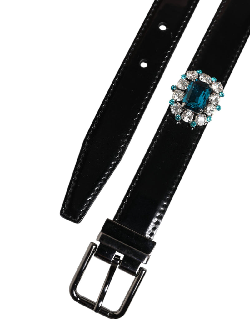 Black Embellished Metal Logo Buckle Belt Dolce & Gabbana