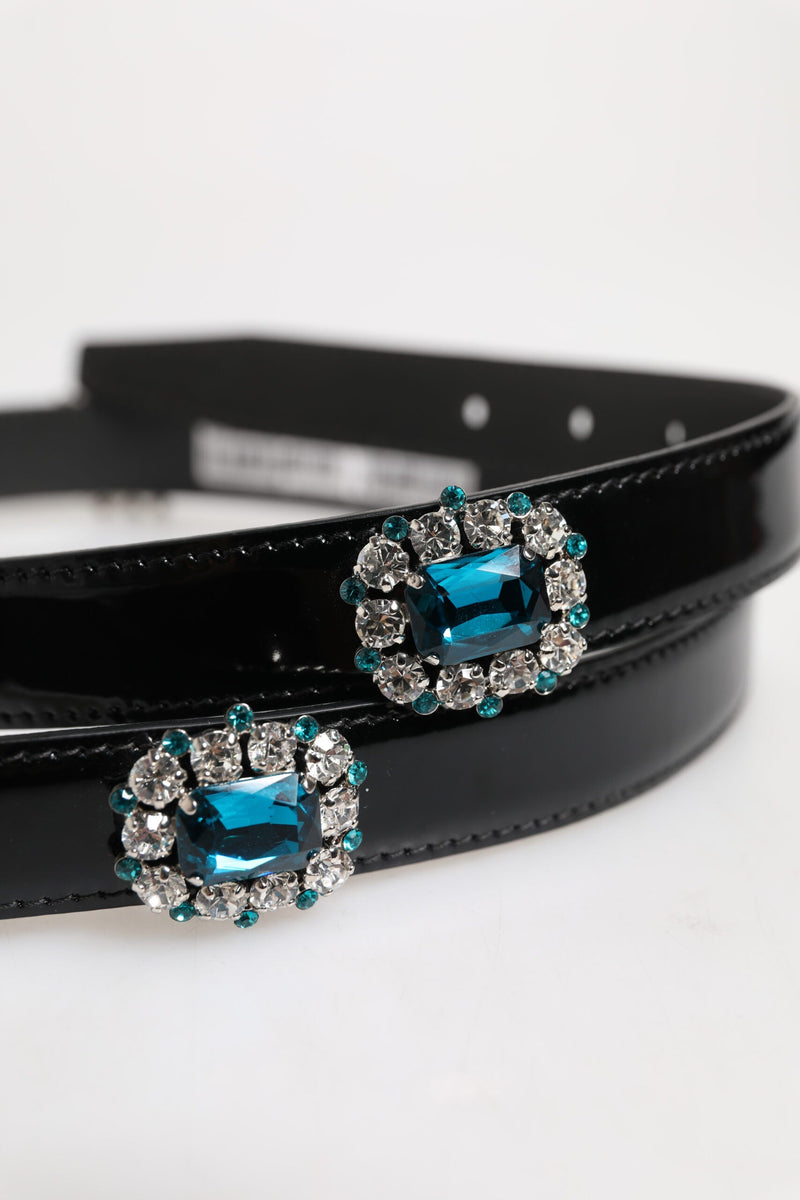 Black Embellished Metal Logo Buckle Belt Dolce & Gabbana